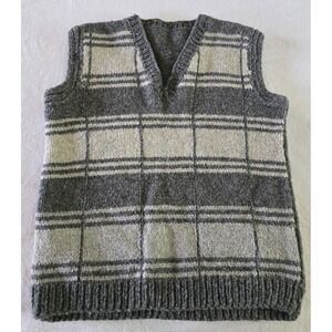 Mens Vintage Wool Sweater Vest Handmade Gray